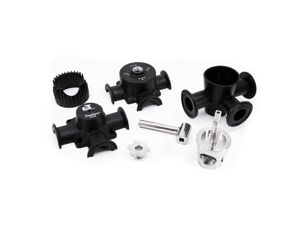 CleanCore™ 3-way valve, TC 1.5", POK DN25, V-core, 1 bar 