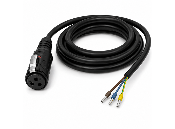 Power Cable, 2m, LP24 3-pin, DIY crimped LP24 3-pin female 3x2.5mm2 